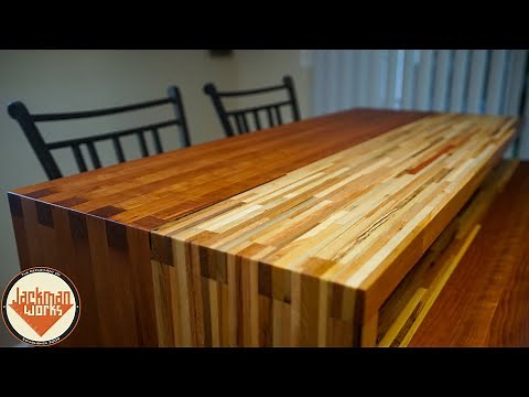 Pallet Wood Butcherblock Countertop that Pivots! (bar top ➔ dining table)