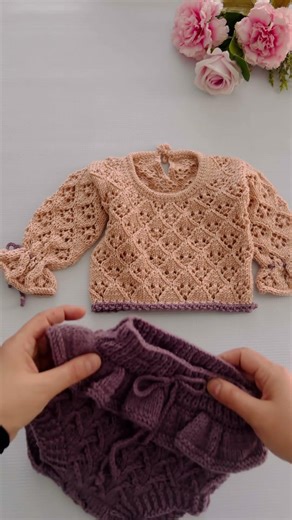 طقم بيبي تريكو #short #crochet #knittig