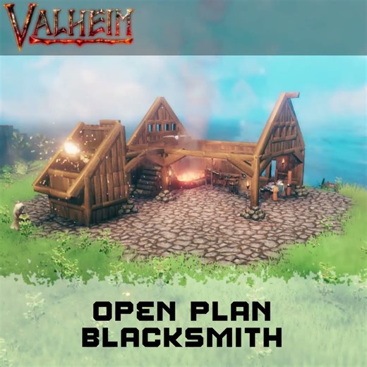 Valheim Open Plan Blacksmith - Mid Game - (Speed Build Short) #valheim #speedbuild
