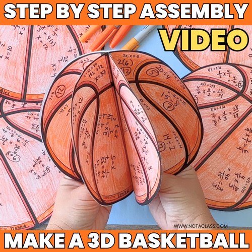 3D Basketball Assembly Video for Students, March Bulletin Board Math Craft Idea