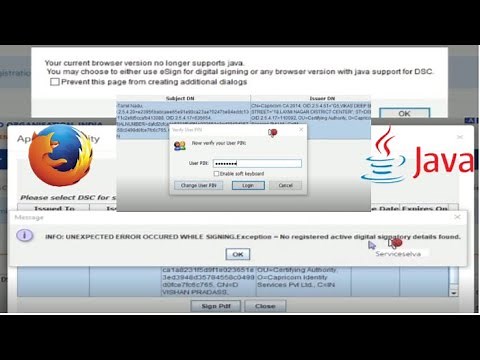 epfo digital signature dsc kyc approval error on java Firefox solved