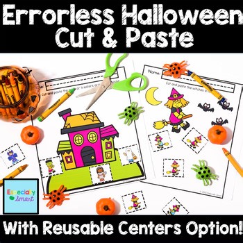 Errorless Halloween Cut and Paste Worksheets and Centers Special Education