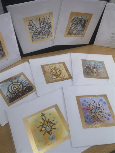 Wholeness Series – 5 Vibrational Alignment Art Cards | Gold Leaf Conductive Border | Sacred Symbol Art Prints | Healing & Abundance Set - Etsy