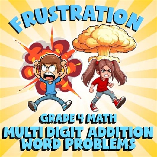 Multi Digit Addition Word Problems FRUSTRATION Math Game - No Prep Grade 4