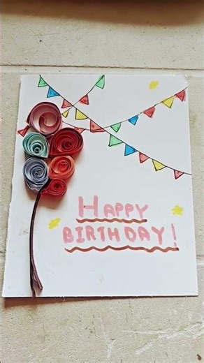 Making a cute birthday card by quilling paper strips easy ideas #cute #easy #DIY #quilling #like