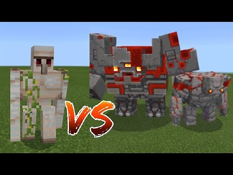 Iron Golem Vs Redstone Golem and Redstone Monstrosity - Minecraft Mob Battle