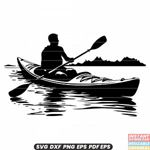 Kayak bateau canoë pagaie sport nautique aventure loisirs en plein air SVG DXF PNG coupe fichier téléchargement immédiat - Etsy France