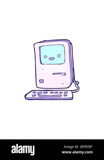 splitting effect animation of cartoon of old computer Stock Video Footage - Alamy
