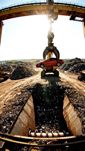 How Crushed Cars Become Your Building's Steel🚗🏢 #recycling #construction #transformation #shorts