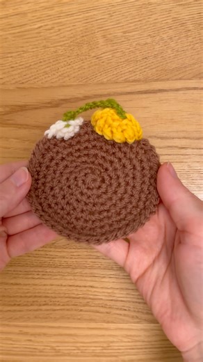 Crochet a Pumpkin Coaster 🎃 | Learn Crochet in 9 Days 🧶 #Shorts #crochet