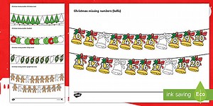 Christmas Missing Numbers Number Line Worksheet (0-10) (0-20)
