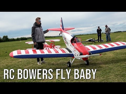 Large RC Bowers Fly Baby Fine Scale Model Shows Aerobatic Flight Maneuvers