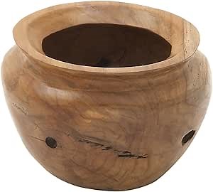 Deco 79 Teak Wood Handmade Decorative Decorative Bowl Live Edge Free Form Decorative Container, Decorative Keepsake Box 9" x 9" x 6", Brown