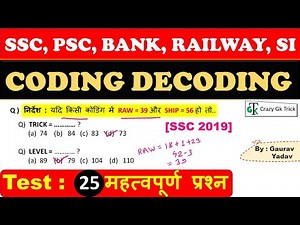 Coding Decoding - 3 Video Lecture | Crash Course for SSC CGL (Hindi)