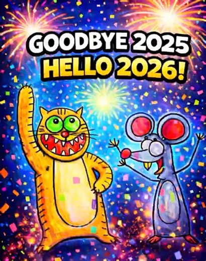 Goodbye 2025 👋 Hello 2026 🎉 | Cat & Mouse Celebration