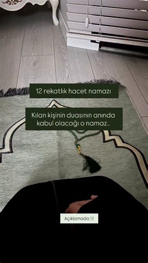 Nᴇsʀɪɴ ✨ on Instagram‎: "📌 12 Rekatlık Hacet Namazı 🤲✨ Peygamber Efendimiz ﷺ, bu namazın uygunsuz niyetlerle kılınmaması gerektiğini buyurmuş; samimiyetle eda edildiğinde Allah’ın izniyle kabulüne vesile olacağını bildirmiştir. 🕰 Gece veya gündüz, ancak kerahat vakitlerine denk gelmeden kılınması uygun görülmüştür. 🌸 Niyetimizi alalım. 🔹 Namaz, iki rekatta bir selam verilerek toplam 12 rekat şeklinde kılınır. 🔹 12. rekata gelindiğinde, Allah Teâlâ’ya senâ edilir; Tahiyyat, Salli ve Barik d