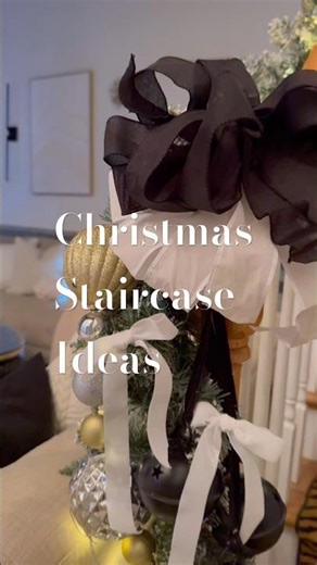 Black & White Christmas Staircase Decor Ideas#shorts#christmas #christmasdecor