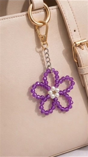 DIY keychain 🌸 #beads #craft #handmade #pearl #keychain #beadedart #shorts #trending