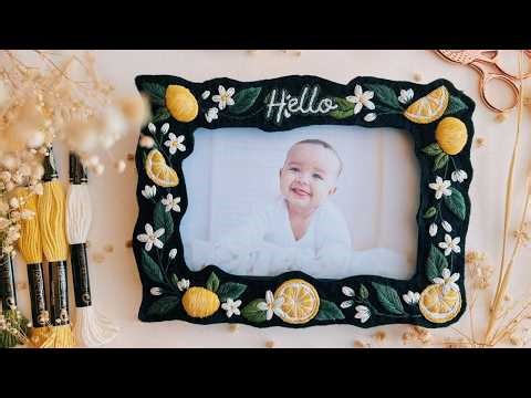 🍋 How to stitch a Lemon Embroidery Photo Frame 🖼️ ✨