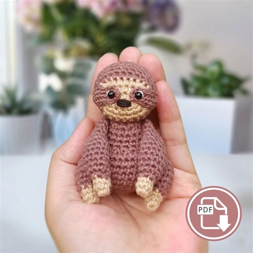 Mini Crochet Sloth Pattern | Amigurumi Sloth Toy PDF | Easy Animal Crochet Tutorial | Instant Download