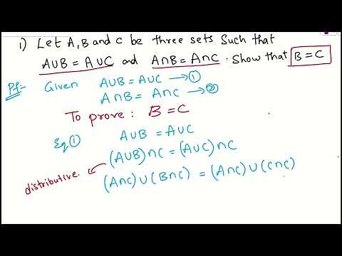 Let A, Band C be three sets such that AUB=AUC and A∩ B= A∩C. Show that B=C |sets| class 11&12