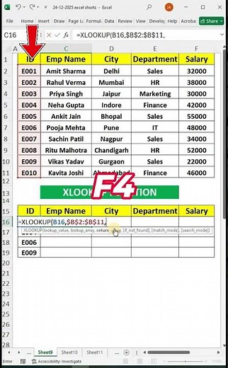 ✅A cool XLOOKUP 💯😱 #excel #office #spreadsheet