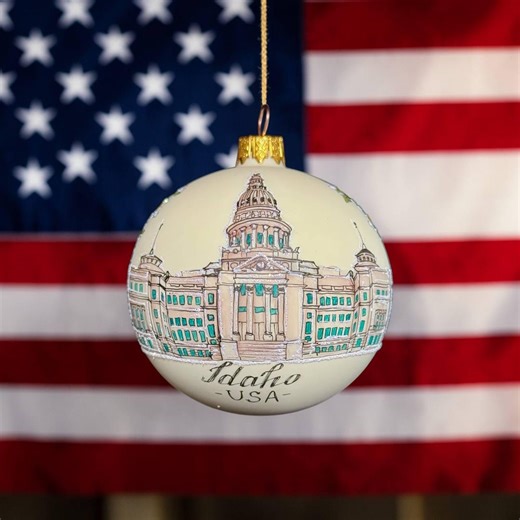 Idaho Christmas Ornament, Hand Painted Glass Bauble Idaho State Capitol, Travel Souvenir - Etsy