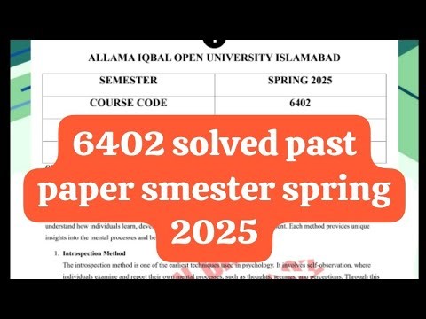 6402 solved past paper! Aiou course code 6402 solved past paper smester spring 2025