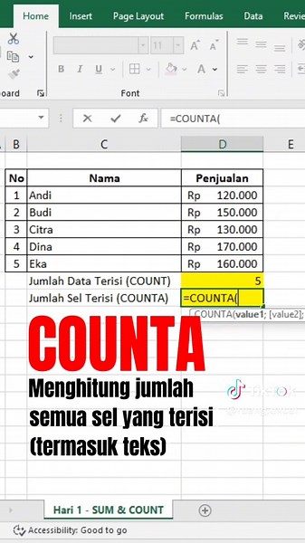COUNT VS COUNTA #excel #exceltips #exceltutorial #count #counta