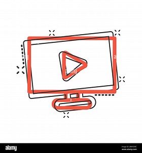 Tv screen icon in comic style. Video cartoon vector illustration on white isolated background. Computer monitor splash effect business concept Stock Vector Image & Art - Alamy