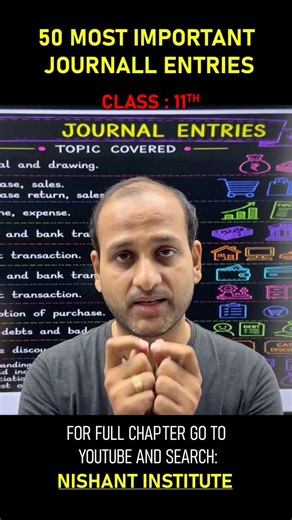 50 Most Important Journal Entries | Class 11 Accounts #shorts