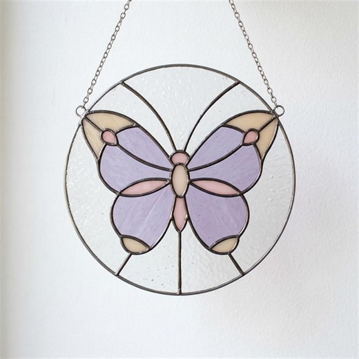 Butterfly Halo Stained Glass Pattern: Modern Suncatcher DIY (PDF/JPEG) - Etsy