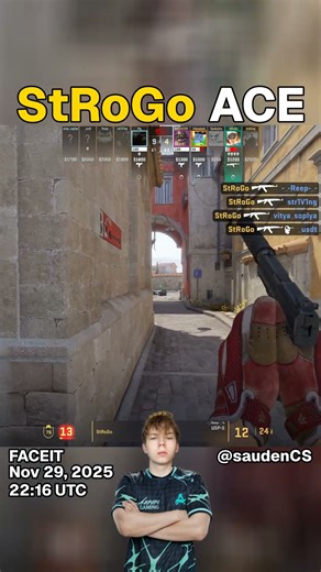 StRoGo - ACE | Inferno | FACEIT CS2 Highlight | Nov 29, 2025 22:16 UTC