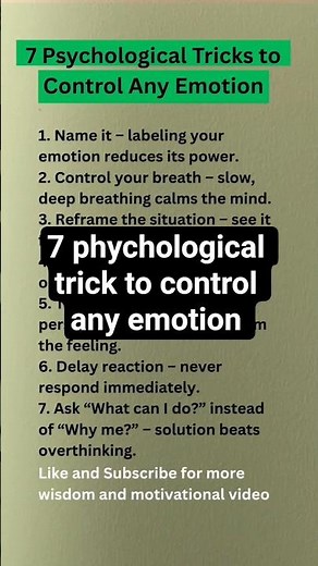 🔑 7 Psychological Tricks to Control Any Emotion.