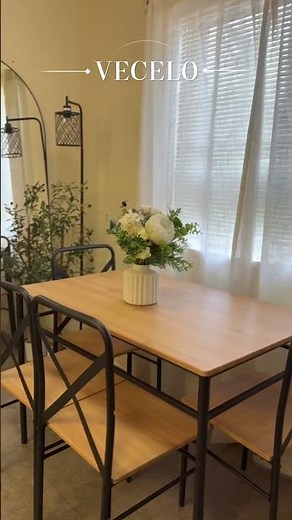 A Cozy Dining Setup That Fits Any Space｜Modern Wood Table with 4 Chairs #home #furniture #kitchen