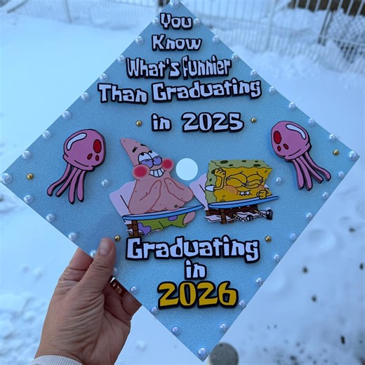 Spongebob Squarepants Graduation Cap Topper | Class of 2026 Grad Cap Decor |high School Graduated - Etsy