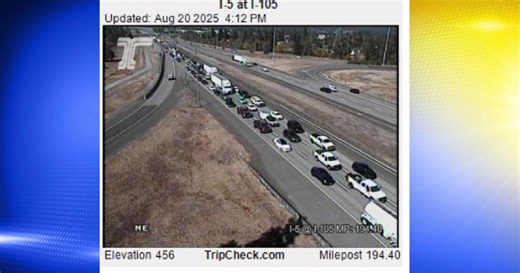 TRAFFIC ALERT: motor vehicle crash on southbound Interstate 5