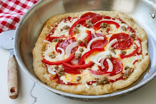 Pan Fried Pizza (Stovetop, No Oven) | Bigger Bolder Baking