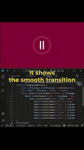 How to create Play and Pause animation by using HTML,CSS and JAVASCRIPT in VS code.