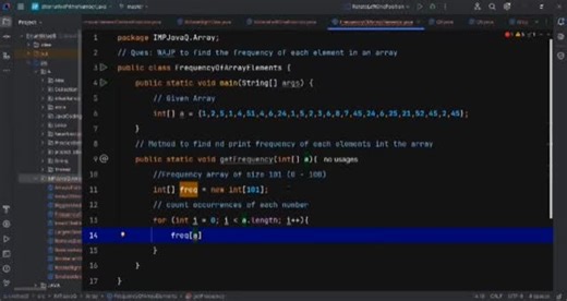 𝗦𝗼𝗰𝗶𝗮𝗹 𝗗𝘂𝗱𝗲 on Instagram: "WAJP to find the frequency of each element in an array. . #socialdude_07 #java #coder #futuretech #array #makedreamscometrue #foreveerlove❤️ #codinglife"