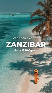 🌴✨ ZANZIBAR – EXOTICĂ DIN BUCUREȘTI! ✨🌴 Plaje albe, apă turcoaz și vacanță All Inclusive într-un colț de paradis. 📅 Perioada: 12.01 – 20.01 💶 Preț: de la 1250 € / persoană în cameră dublă 🏨 Hoteluri & Tarife ⭐️ Canary Hotel & SPA (4★) – 1250 € ⭐️ F-Zeen Boutique Hotel Zanzibar (3★) – 1400 € ⭐️ Bella Vista Resort Zanzibar (4★) – 1450 € ⭐️ Palumbo Mnemba View (4★) – 1460 € ⭐️ Neptune Pwani Beach Resort & Spa (4★) – 2300 € Servicii incluse: ✈️ zbor din București 🚐 transfer aeroport–hotel–aero