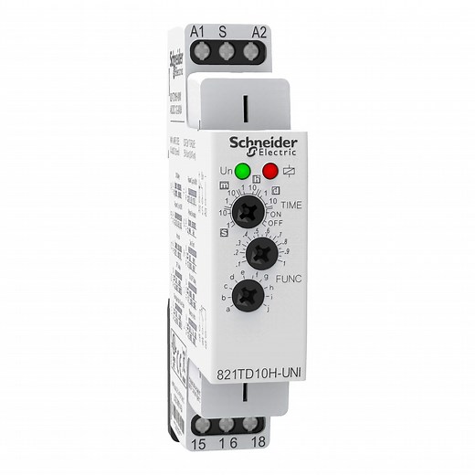 821TD10H-UNI - time delay relay, Legacy, SPDT, 100 ms to 10 days, DIN mounting support, 15A, 12...240V AC DC | Schneider Electric USA