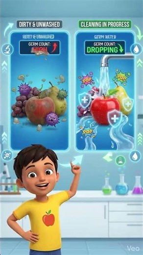 The SECRET Germs Hiding On Your Fruit!🤢🍎#viral #shorts #animation #kidslearning #kids #cartoon #3d
