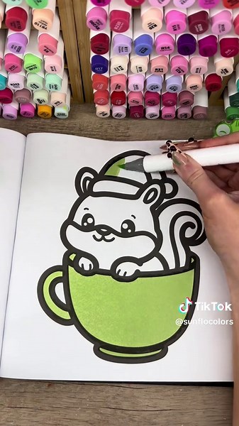 squirrel in a mug ☕️ 🐿️ #coloringbookforadults #christmas #ohuhu #asmr #boldandeasy