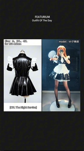 Cute Classic Short Maid Dress | Patent Leather Tie & Apron Set