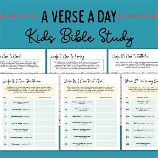 Printable Bible Study for Kids | Verse a Day Challenge | 365 Bible Verses | Kids, Teens or Adults | Christian Daily Devotional - Etsy