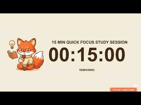 15 Minute Study Timer 📚 Deep Focus · No Music · No Distractions