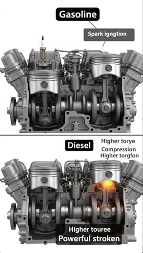 Gasoline vs diesel Engine #automobile #engine #engineering #productionengineer #production