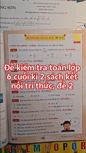 Đề kiểm tra toán 6 cuối kì 2 sách kết nối tri thức, đề 2