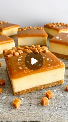 Fitwaffle Kitchen | Eloise on Instagram: "SALTED CARAMEL CHEESECAKE BARS 😍 A butter digestive biscuit base, a creamy salted caramel cheesecake filling topped with a thick layer of salted caramel sauce, decorated with fudge chunks and flaky sea salt 🤤 It’s super quick and easy to make with just 5 main ingredients and it tastes amazing! 🙌 Sound on for full instructions 🔉 All you need is: Base: 250g Digestive biscuits, finely crushed 125g unsalted butter, melted Filling: 500g cream cheese, room